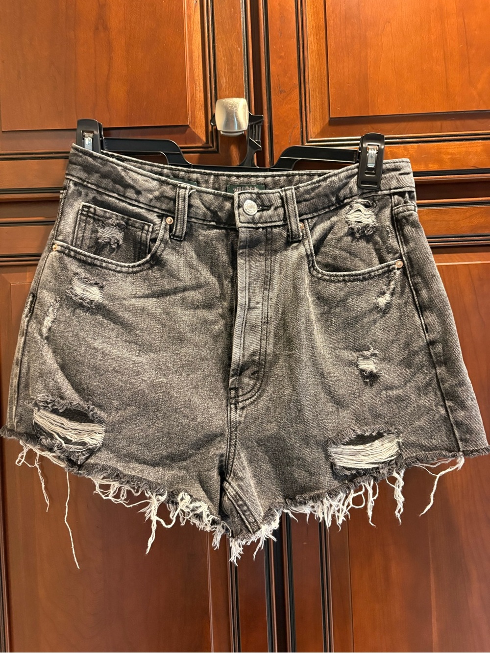 Wild Fable Highest Waist Black/Gray Wash Distressed Stretch Denim - 10